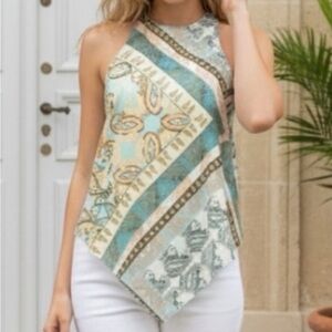 Anthropologie Bishop + Young Corsica Sea Glass Paisley Halter Top NWT Small
